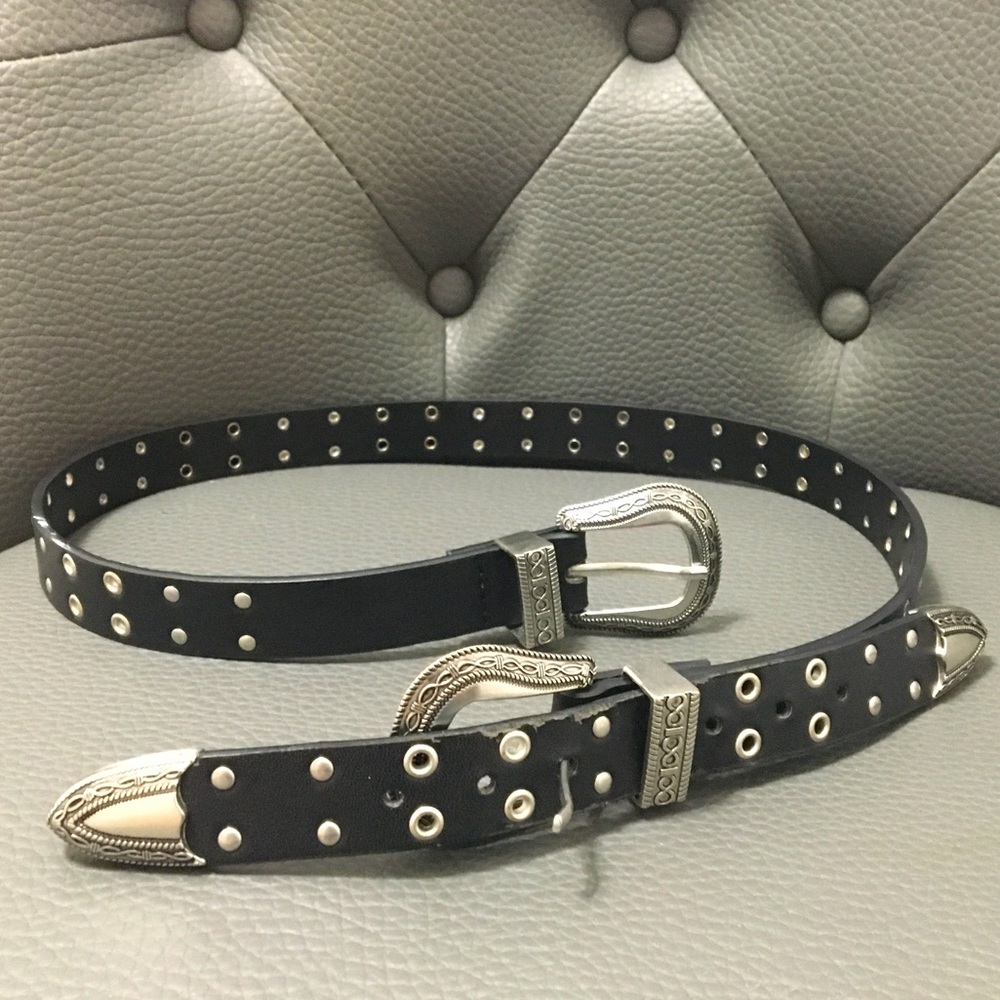 Dual Buckle Silver & Black Belt M/L 94cm/37”